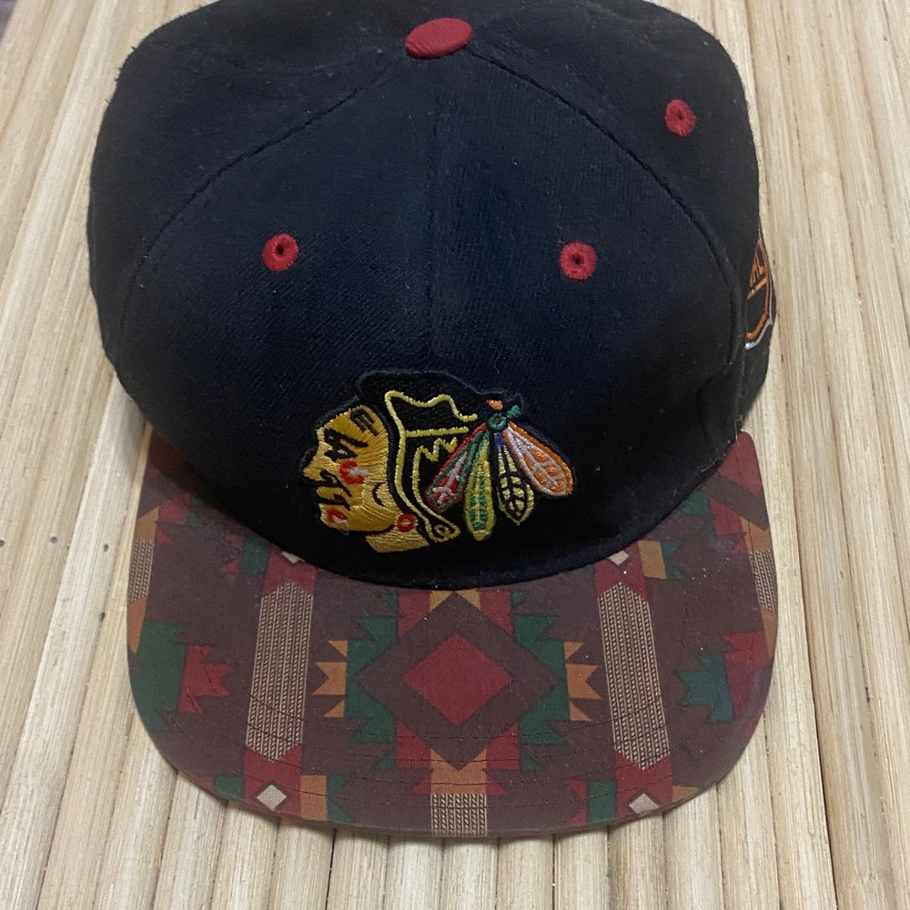 Chicago Blackhawks hat with Tribal brim